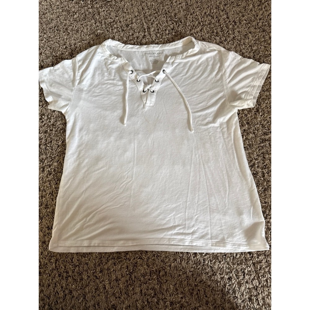 American Eagle Women's White Soft & Sexy V-Neck Short Sleeve Tee Size Small - Picture 4 of 6